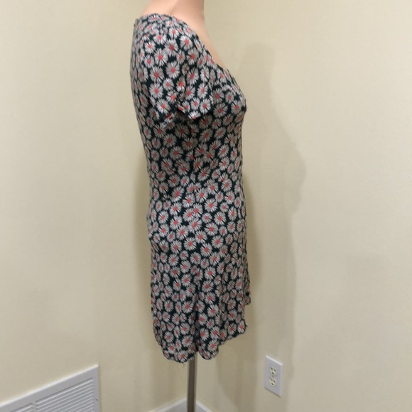 Zara Trafaluc 90s Green Floral Puff Sleeve Sweetheart Skater Mini Dress Size M - Picture 5 of 9